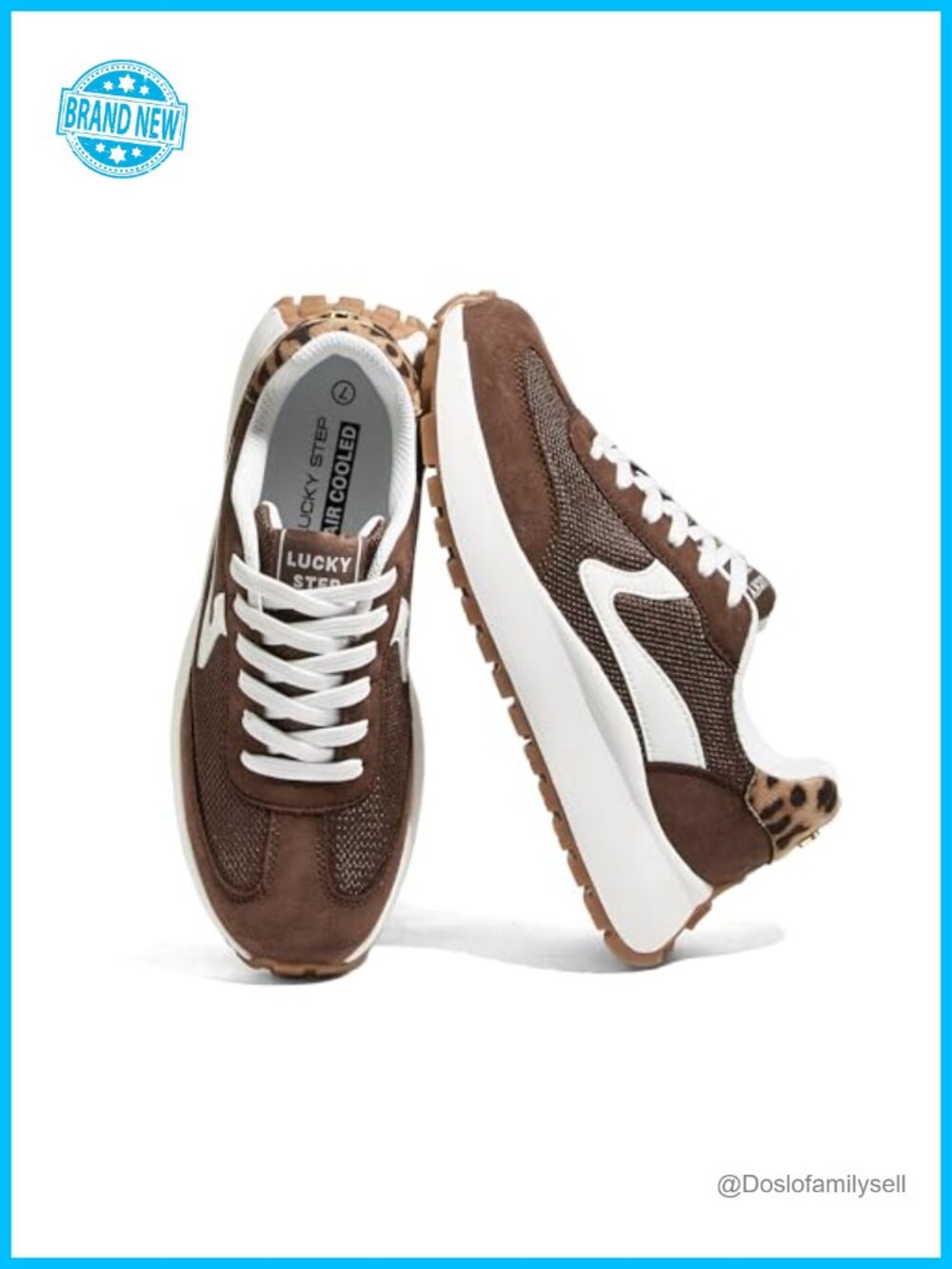 Women's Chunky Platform Fashion Sneakers PU Leather Suede Lace-Up Casual